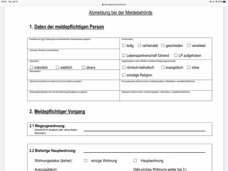 abmeldeformular
